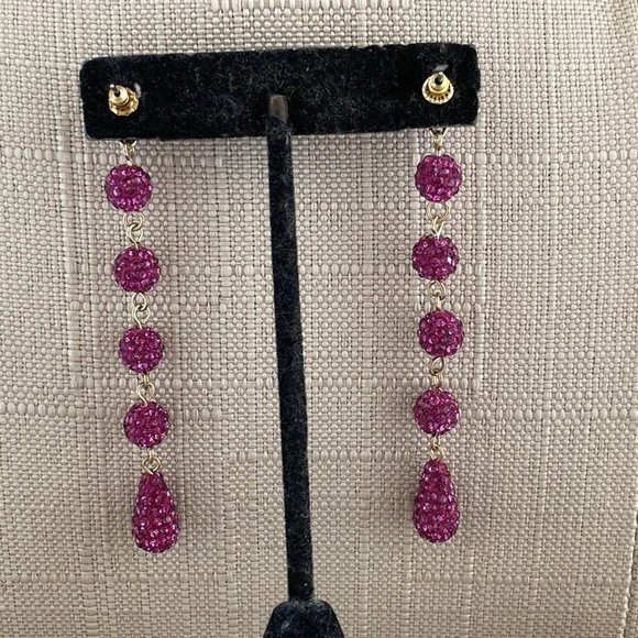 Valentine’s Gift Women Earring Deep Pink Drop Down Ear Jewelry - Picture 3 of 12